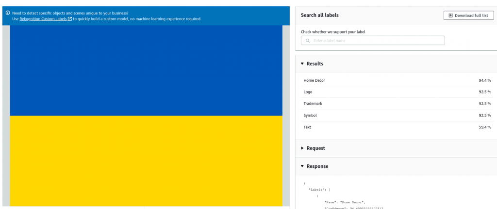 Rekognition and flag of Ukraine